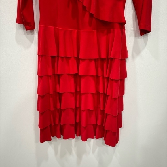 Joseph Ribkoff Red Ruffle Wrap Dress Size 6 - Picture 4 of 7